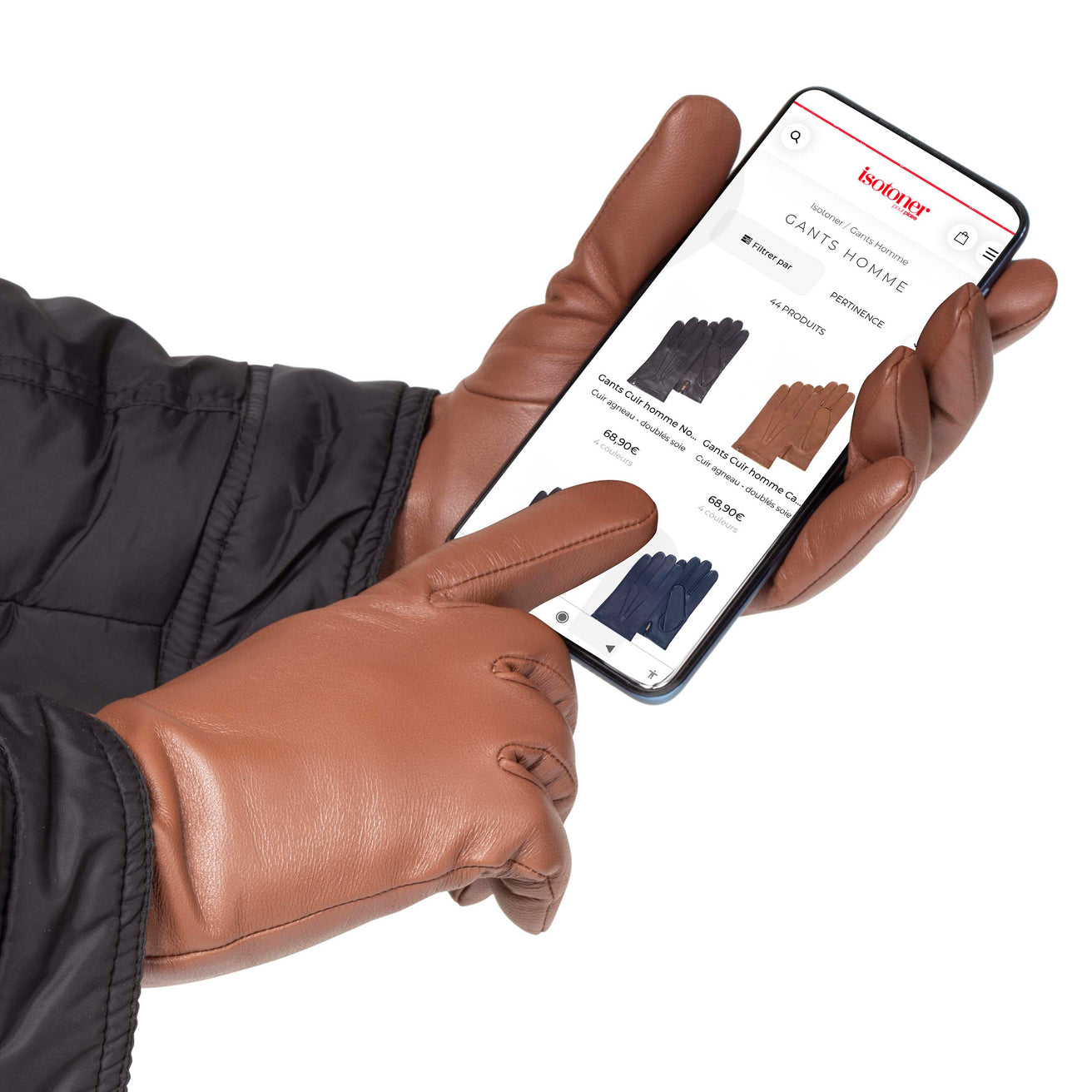 Gants Femme Cuir Doublée Cachemire Cognac - Isotoner Reference : 17600 Gants Femme Cuir Doublée Cachemire Cognac - Isotoner Reference : 17600