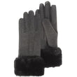 Gants Femme tactiles Bord fourrure Gris