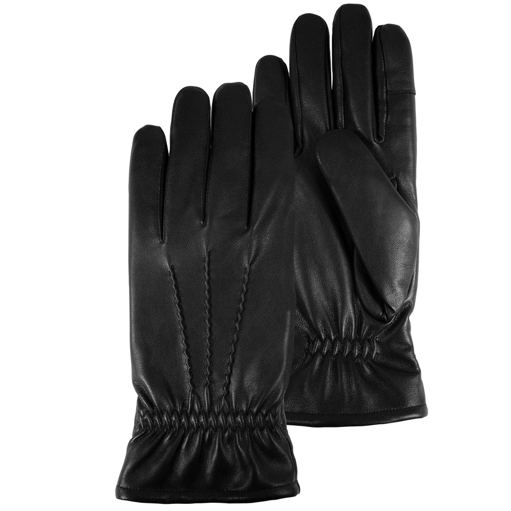 Gants Homme tactiles en cuir Noir - Isotoner