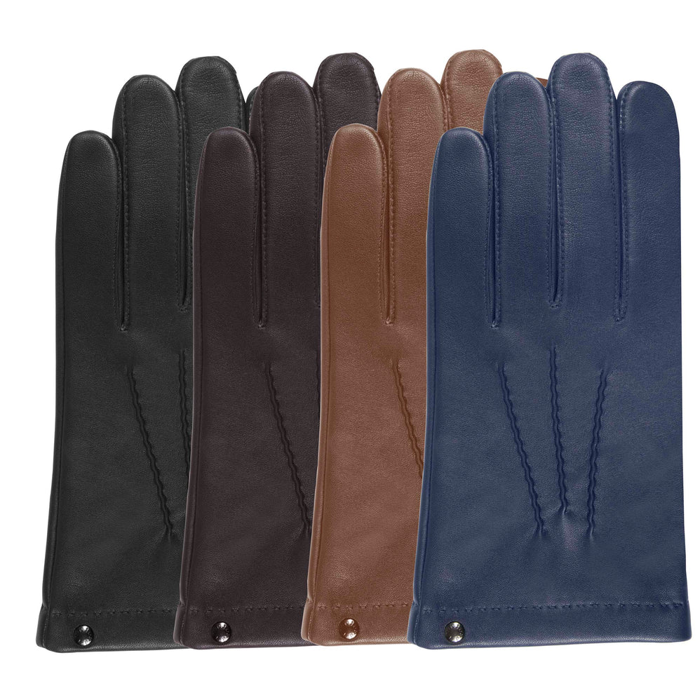 Gants Homme cuir d'agneau et soie Marine - Isotoner