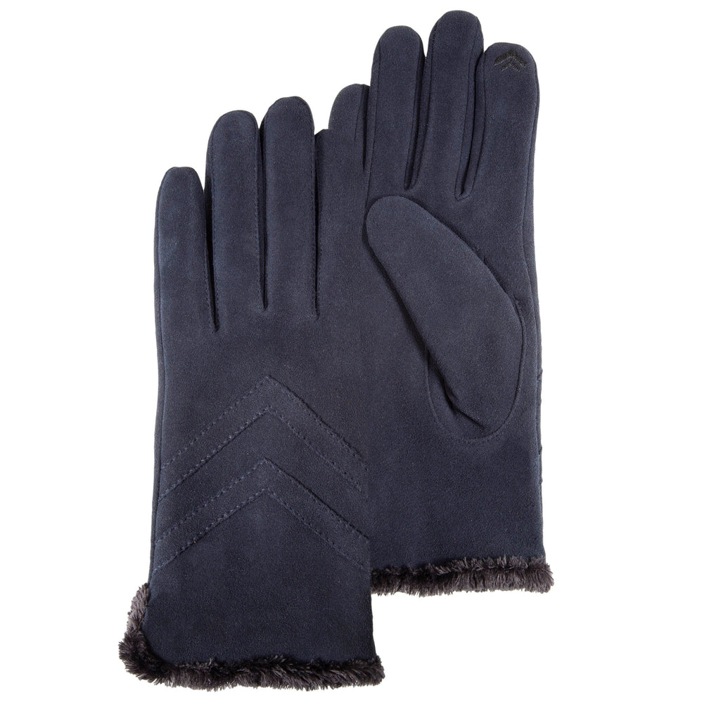 Gants Femme tactiles cuir velours Marine - Isotoner