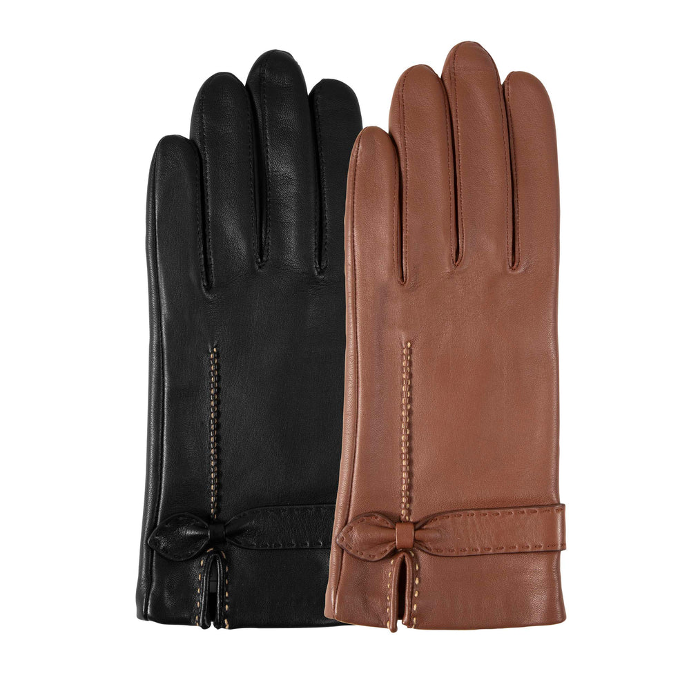 Gants Femme cuir d'agneau nœud Noir - Isotoner