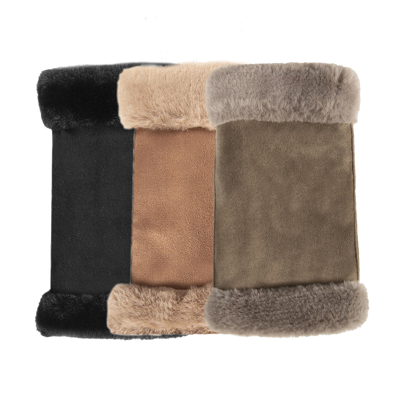 Mitaines Femme bord imitation fourrure Olive