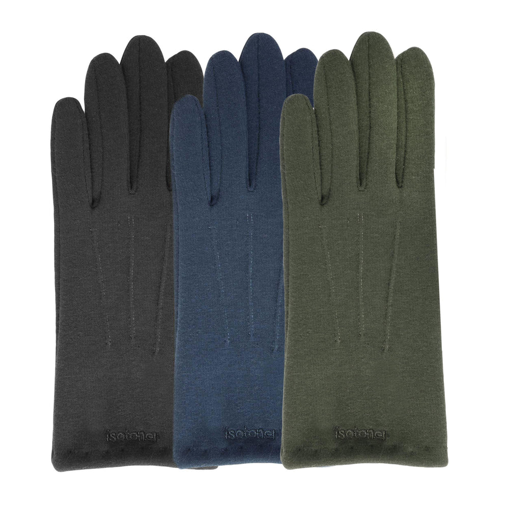 Gants Femme tactiles Bleu tissu doux - Isotoner