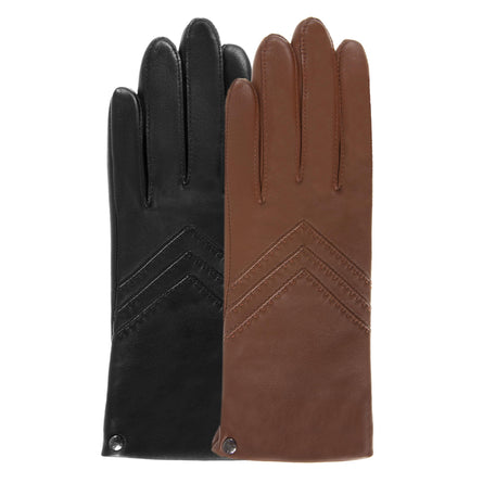 Gants Femme cuir chevrons Noir - Isotoner