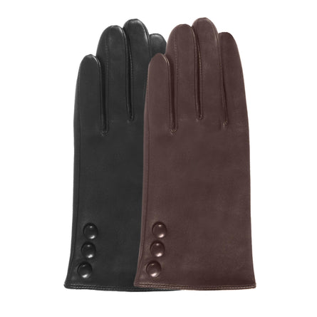 Gants Femme cuir 3 boutons Noir - Isotoner