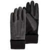 Gants Homme tactiles Suédine bi-matières Noir chevrons Isotoner