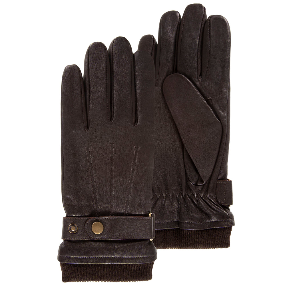 Gants Homme cuir patte de resserage Marron - Isotoner