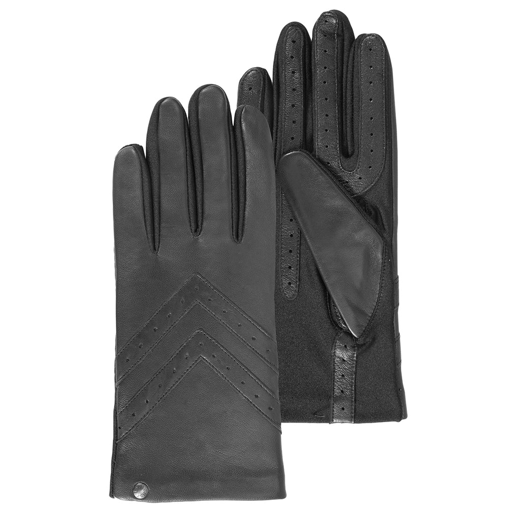 Gants Femme tactiles cuir et tissu Noir - Isotoner