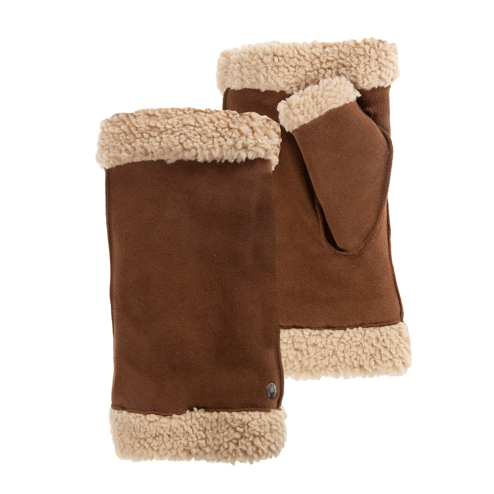 Mitaines Femme cuir imitation fourrure Cognac - Isotoner