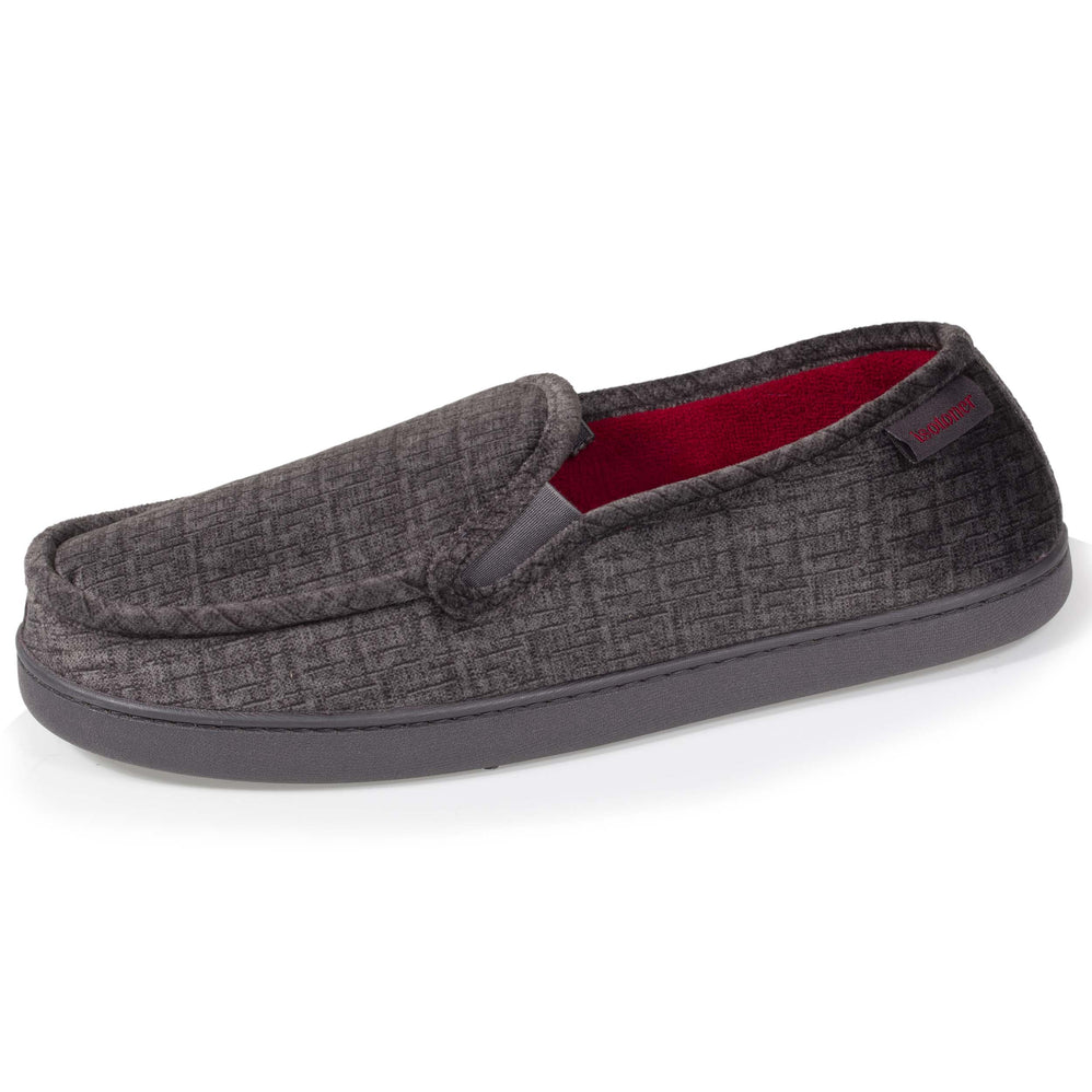 Chaussons mocassins Homme Gris/Rouge - Isotoner
