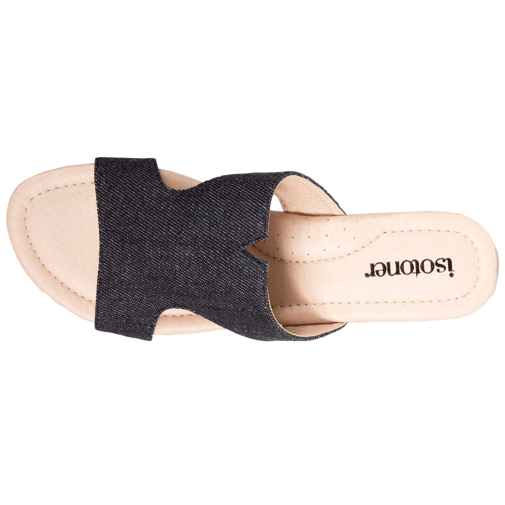 Mules claquettes Femme talon Jean Noir - Isotoner
