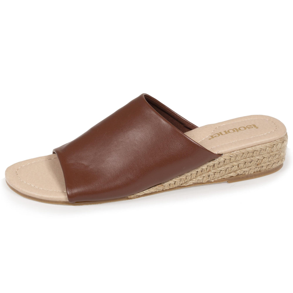 Mules Femme talon corde bandeau Cognac - Isotoner