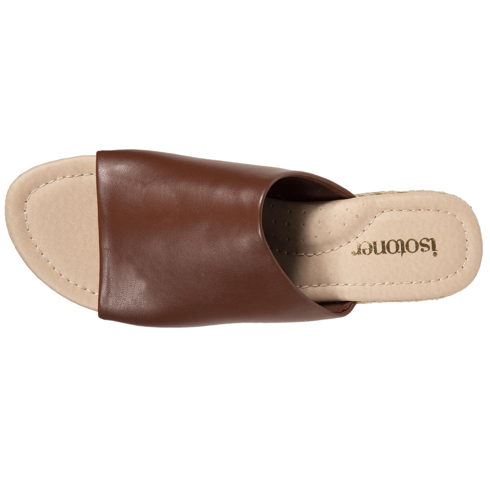 Mules Femme talon corde bandeau Cognac - Isotoner