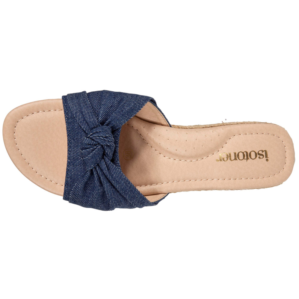 Mules Femme talon corde effet jean Bleu - Isotoner