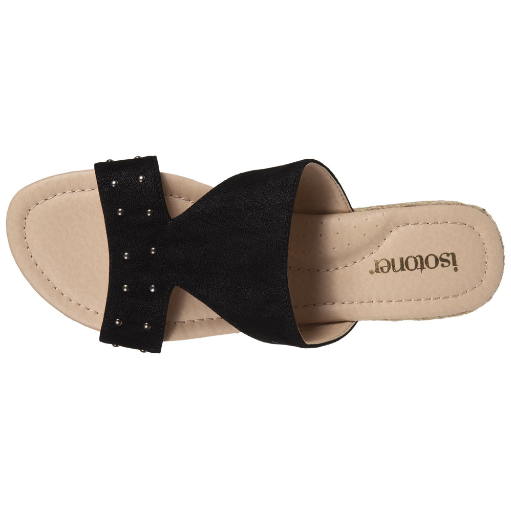 Mules Femme talon corde effet suédé Noir - Isotoner