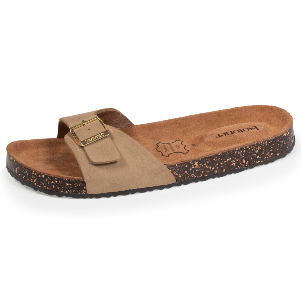 Mules Sandales Femme simple bride Taupe - Isotoner