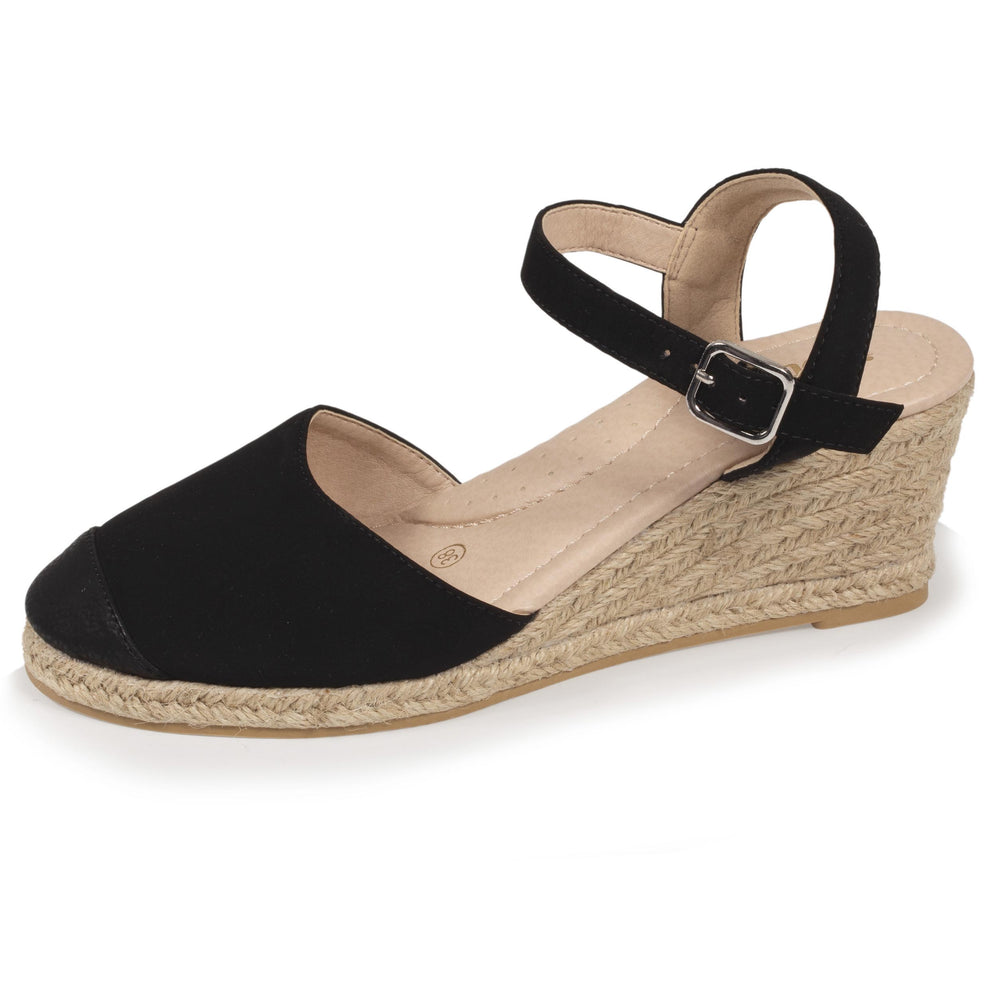 Espadrilles fermées Femme talon corde Noir - Isotoner