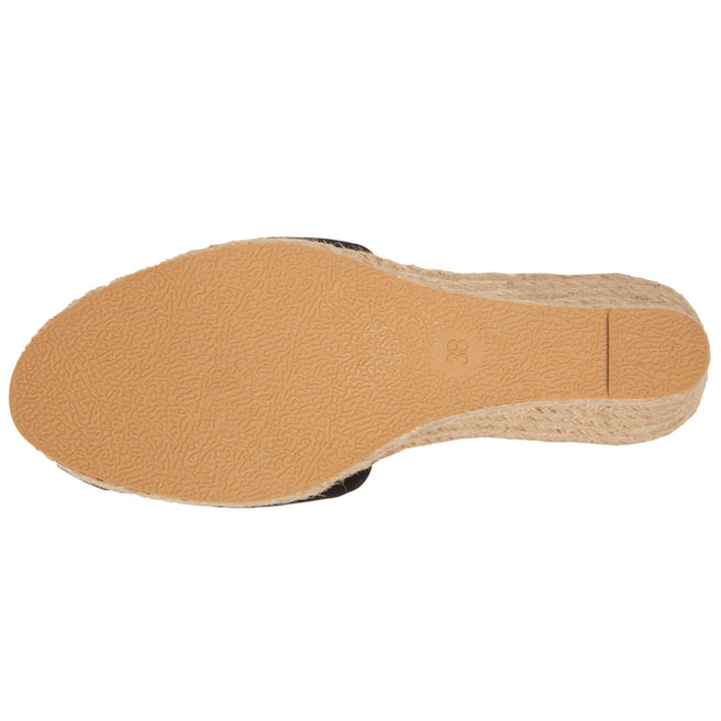 Isotoner Espadrilles Femme Talon 6 Cm Bout Ouvert Avec Nœud | Confort Mémoire De Forme Et Soutien Voûte Plantaire