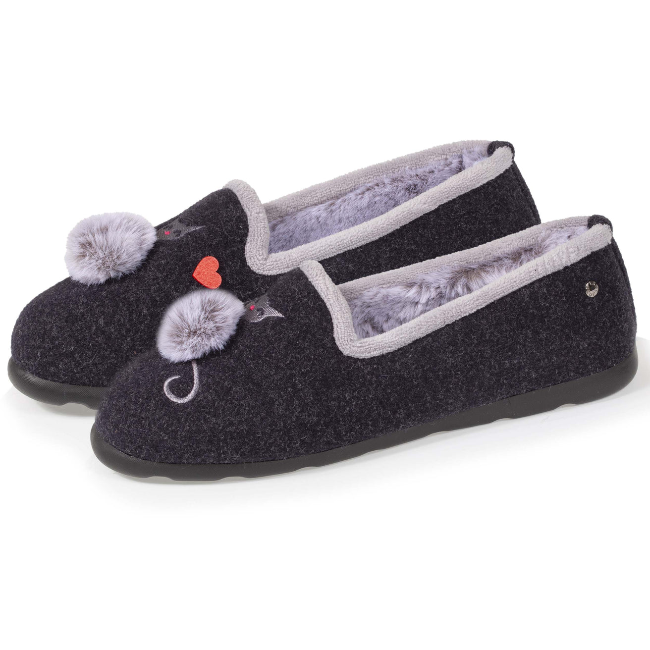 Chaussons charentaises Femme Chat fantaisie Marine