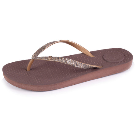 Tongs Femme tige ornements Marron - Isotoner