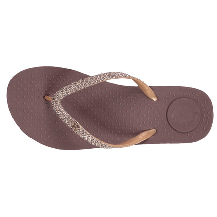 Tongs Femme tige ornements Marron - Isotoner