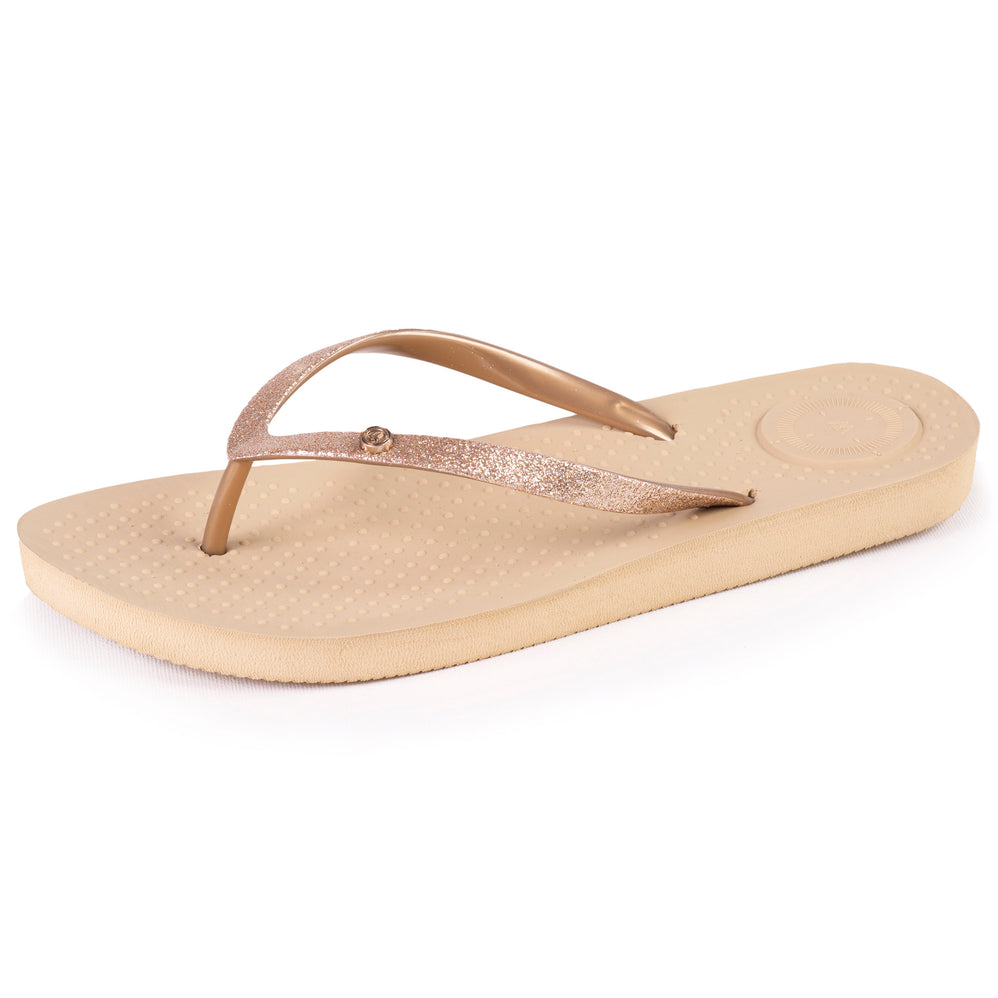 Tongs Femme tige paillettes Beige - Isotoner