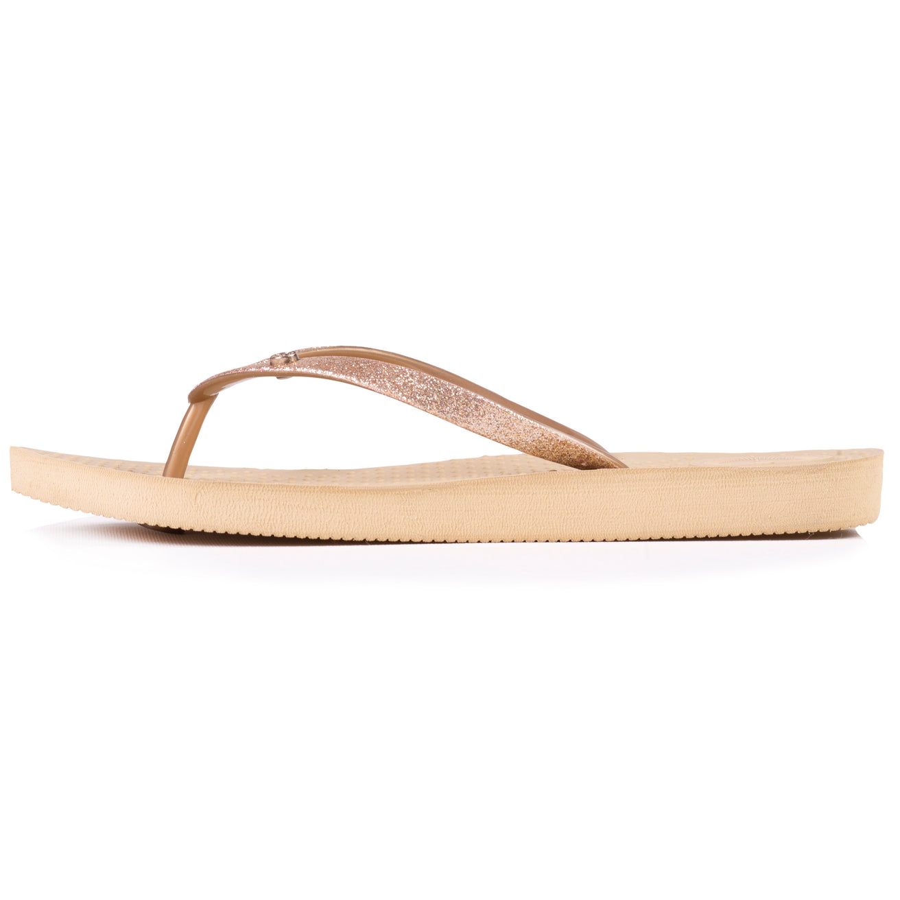 Tongs Femme tige paillettes Beige