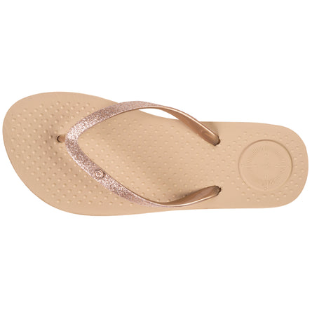 Tongs Femme tige paillettes Beige - Isotoner
