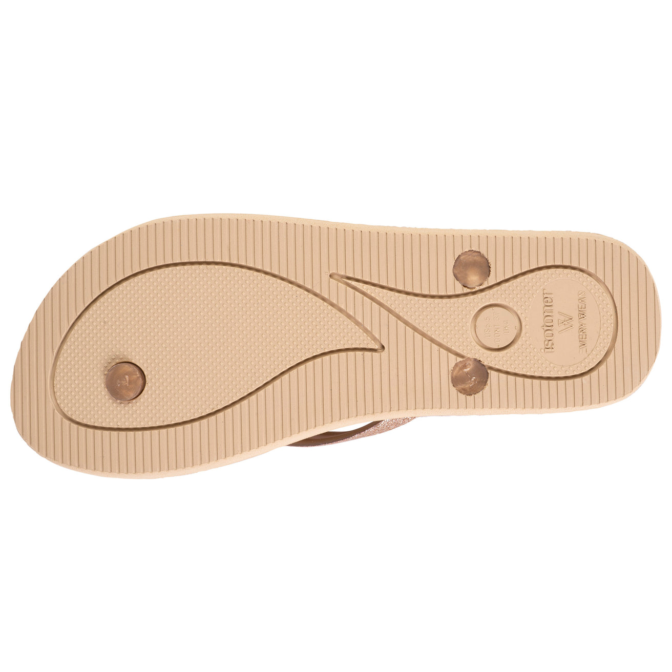 Tongs Femme tige paillettes Beige