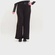 Pantalon large Femme tissu côtelé Noir