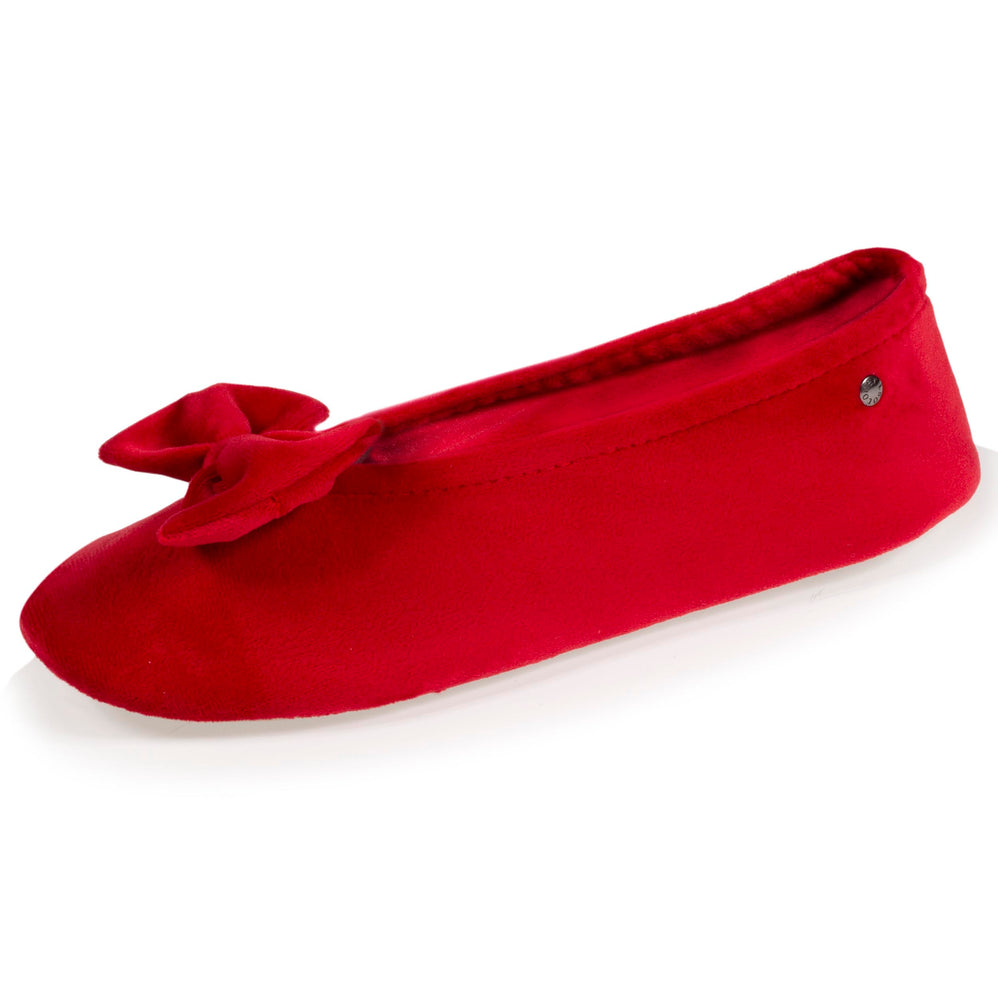 Chaussons ballerines Femme Grand Nœud Rouge - Isotoner