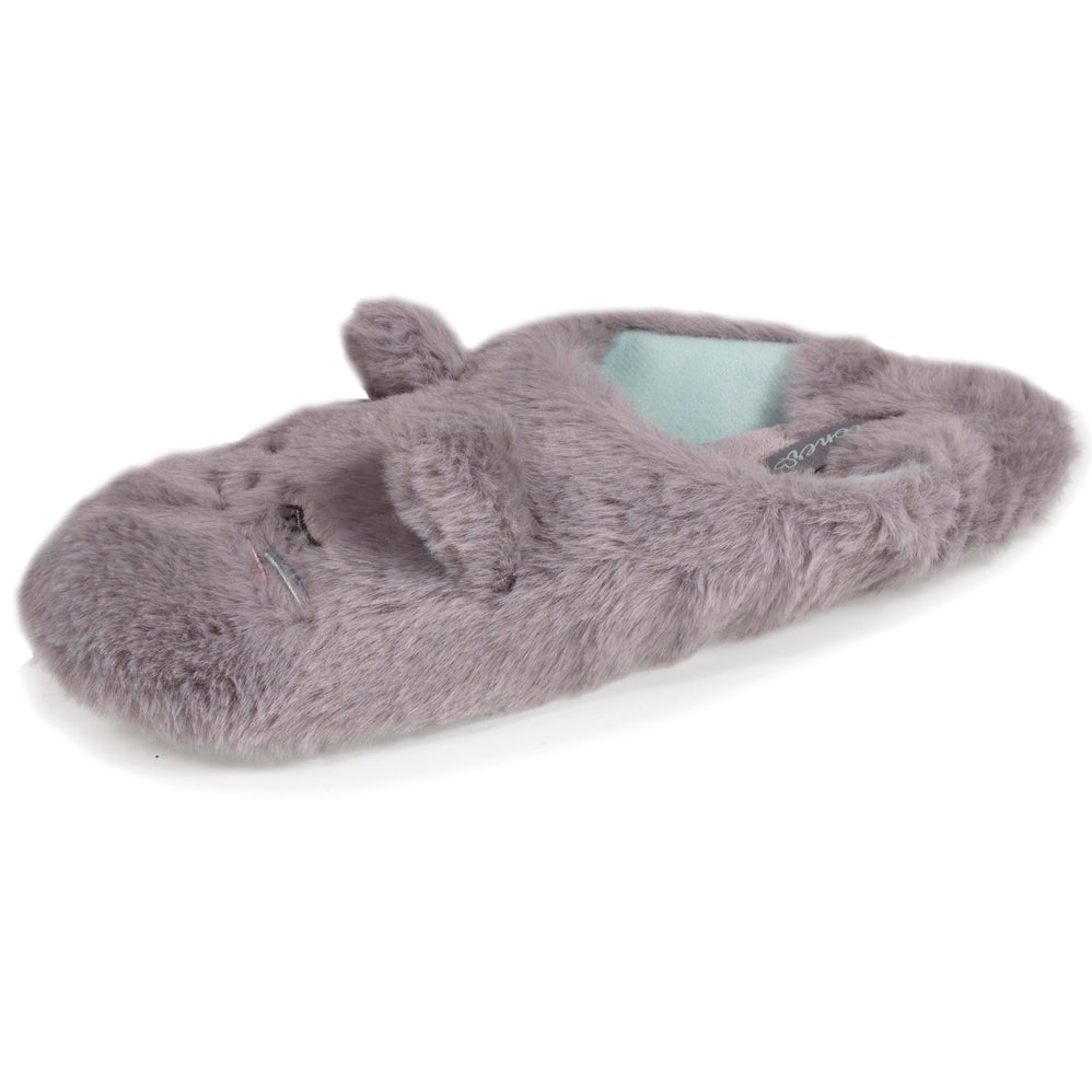 Chaussons babouches Femme 3D Chat Gris - Isotoner