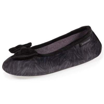 Chausson Ballerine Chaussons Isotoner, Chaussons Ballerines Femme Nœud à Rayures Isotoner Chaussons Femme - 2