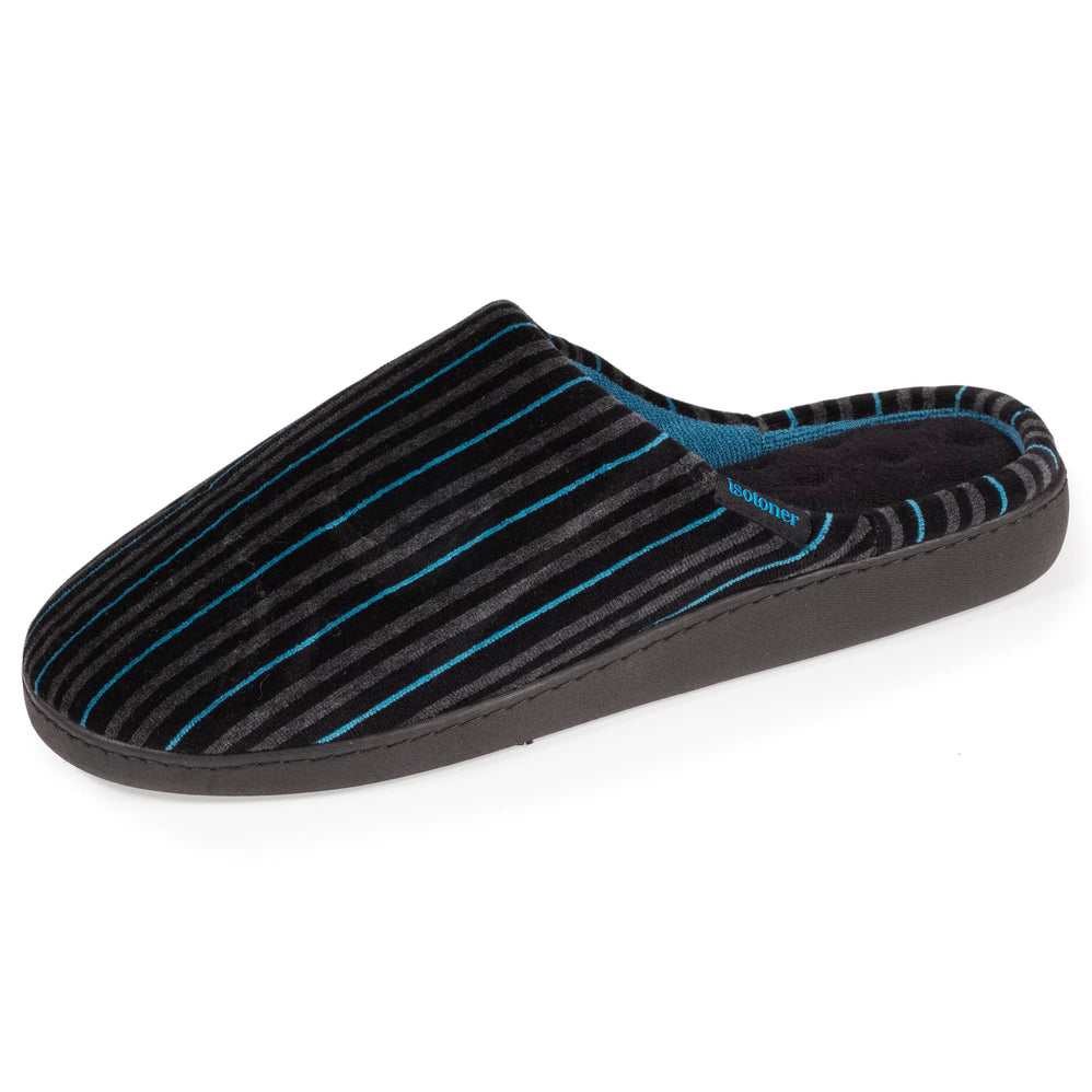 Chaussons mules Homme Rayures Bleues - Isotoner