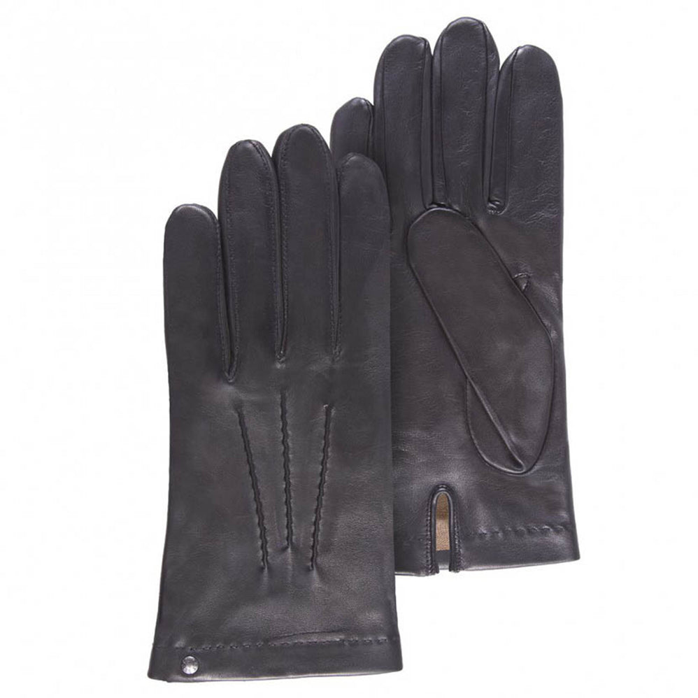 Gants Homme cuir d'agneau et soie Noir - Isotoner