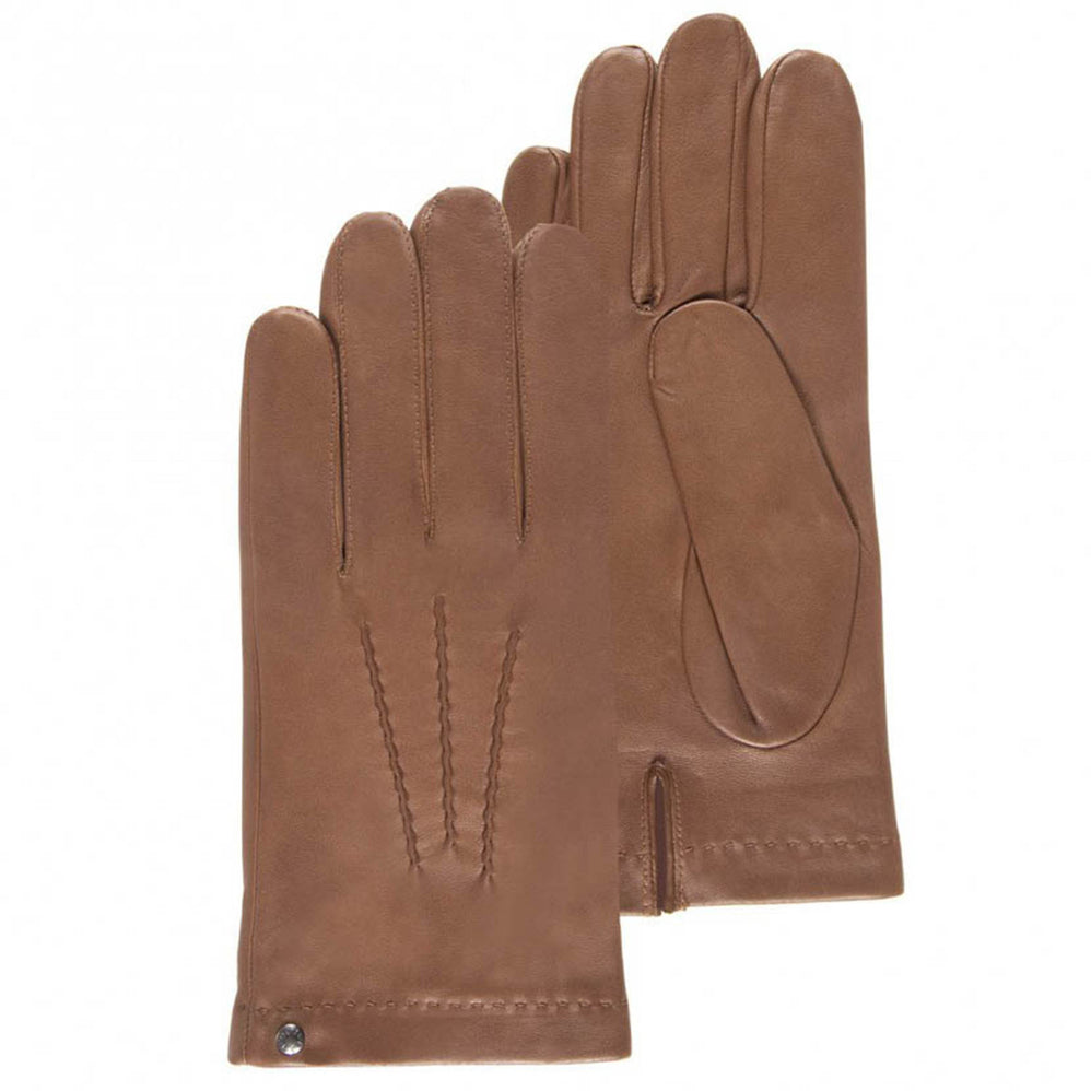 Gants Homme cuir d'agneau et soie Caramel - Isotoner