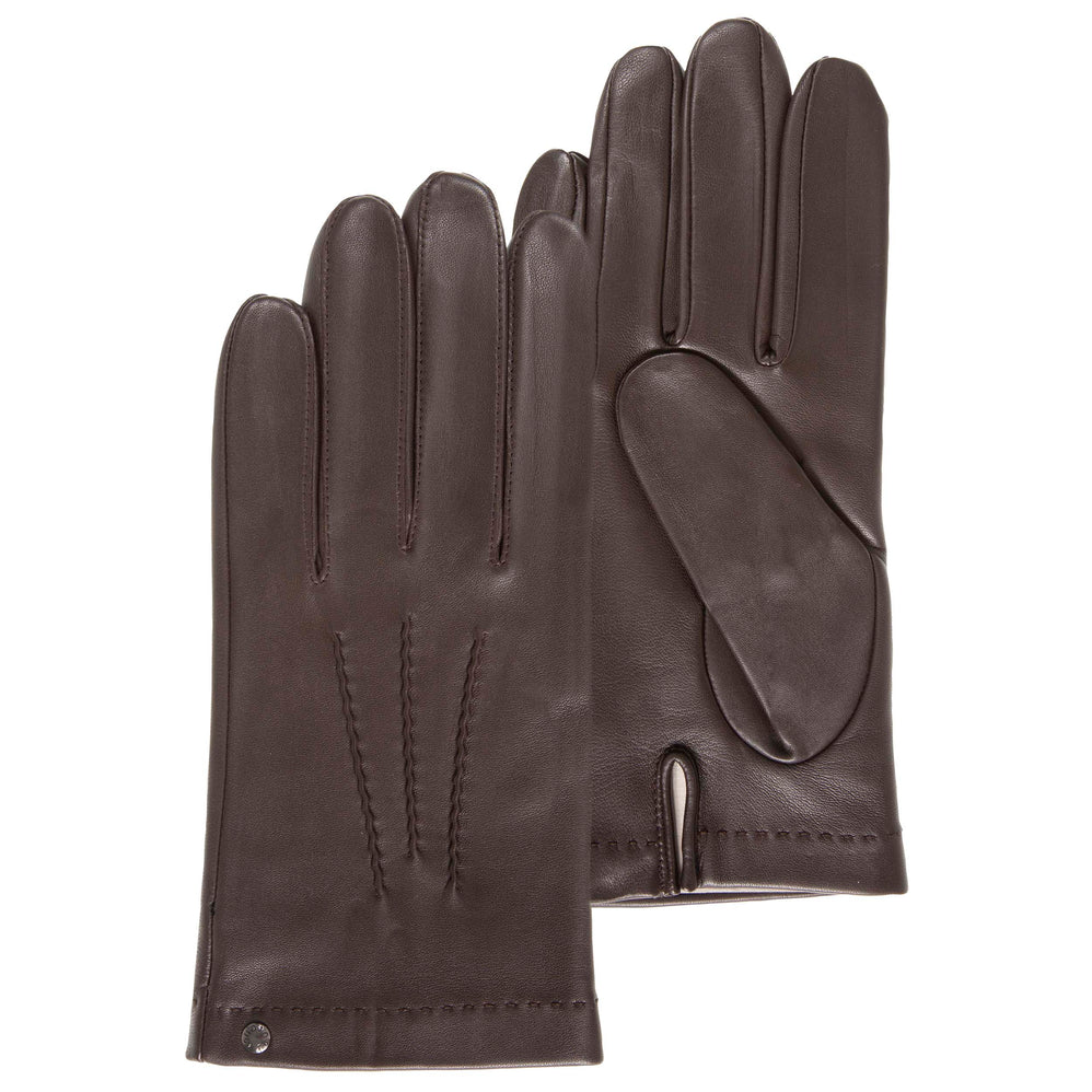 Gants Homme cuir d'agneau et soie Marron - Isotoner