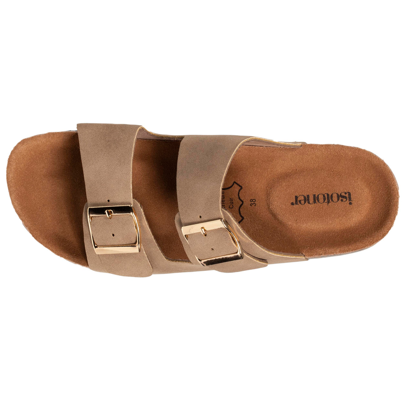 Mules sandales Femme Double Bride Taupe