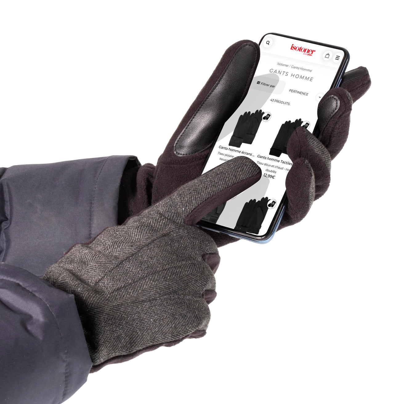 Gants Homme tactiles polaire déperlant Noir