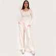 Pantalon large Femme Beige