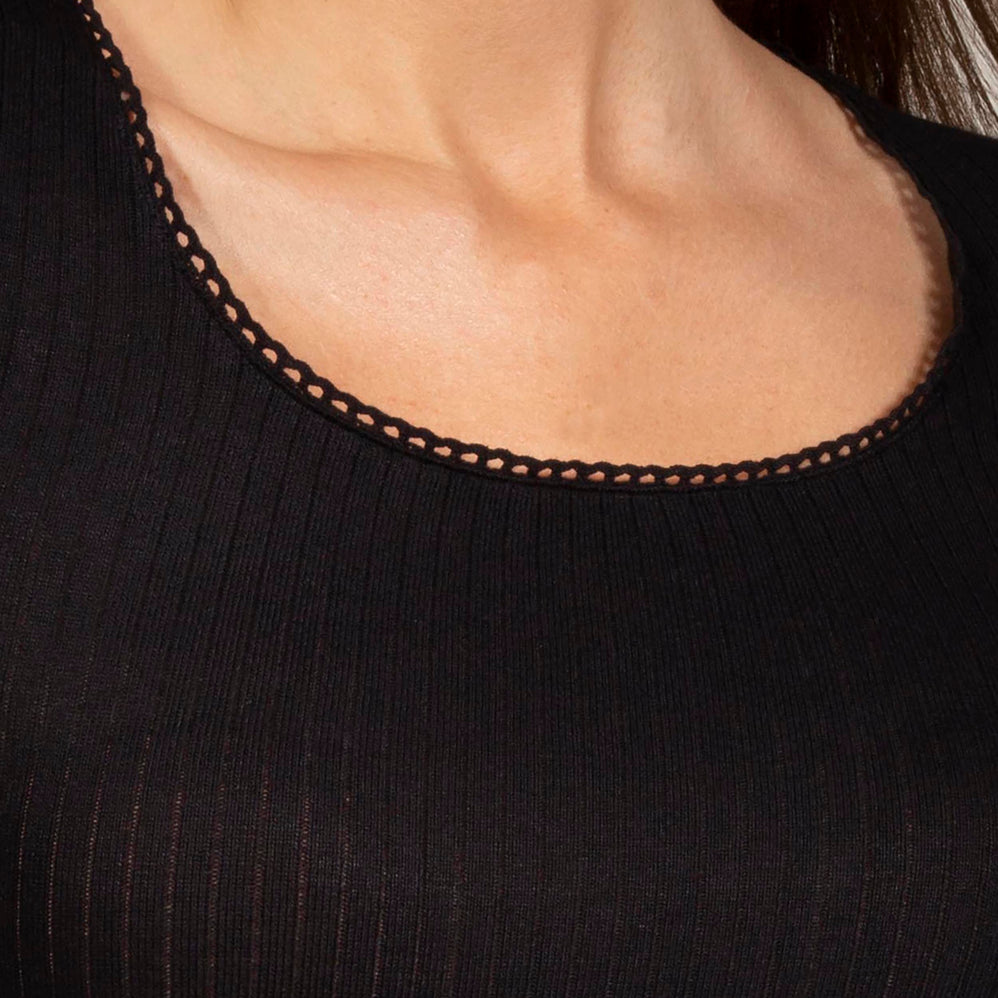 T-shirt col carré Femme Noir - Isotoner
