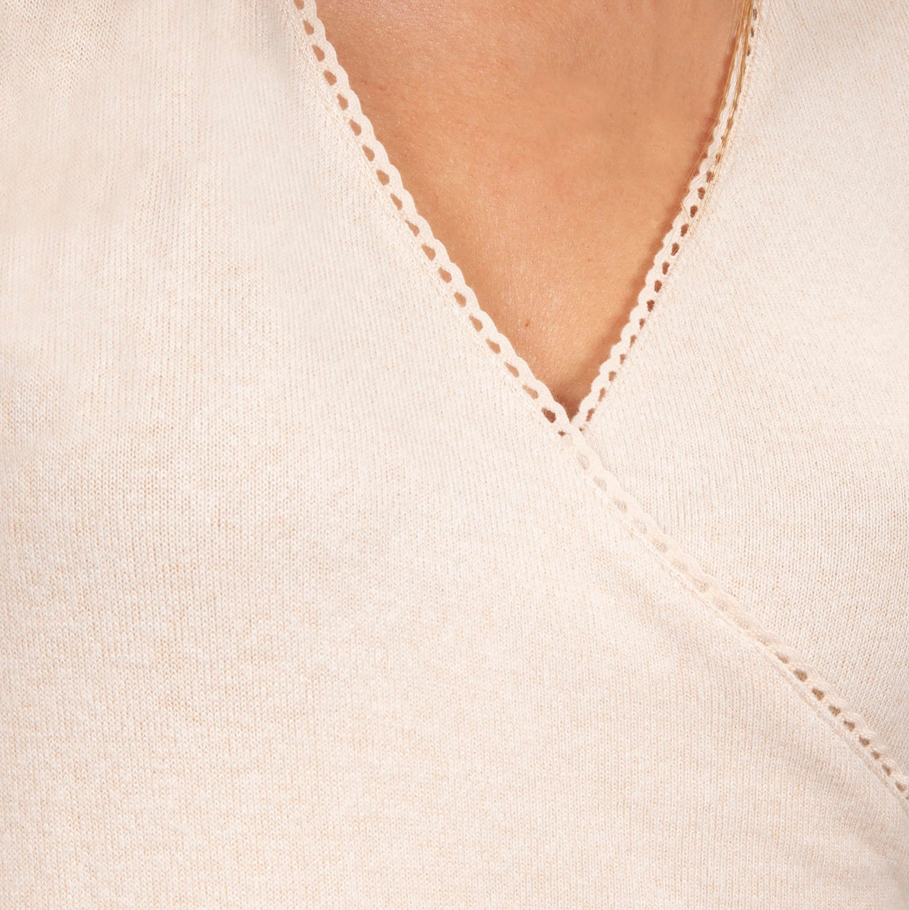 T-shirt cache-coeur Femme Beige