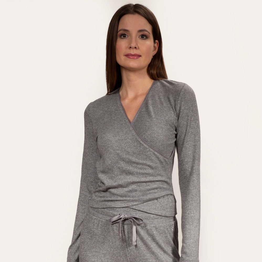 T-shirt cache-coeur Femme Gris chiné - Isotoner