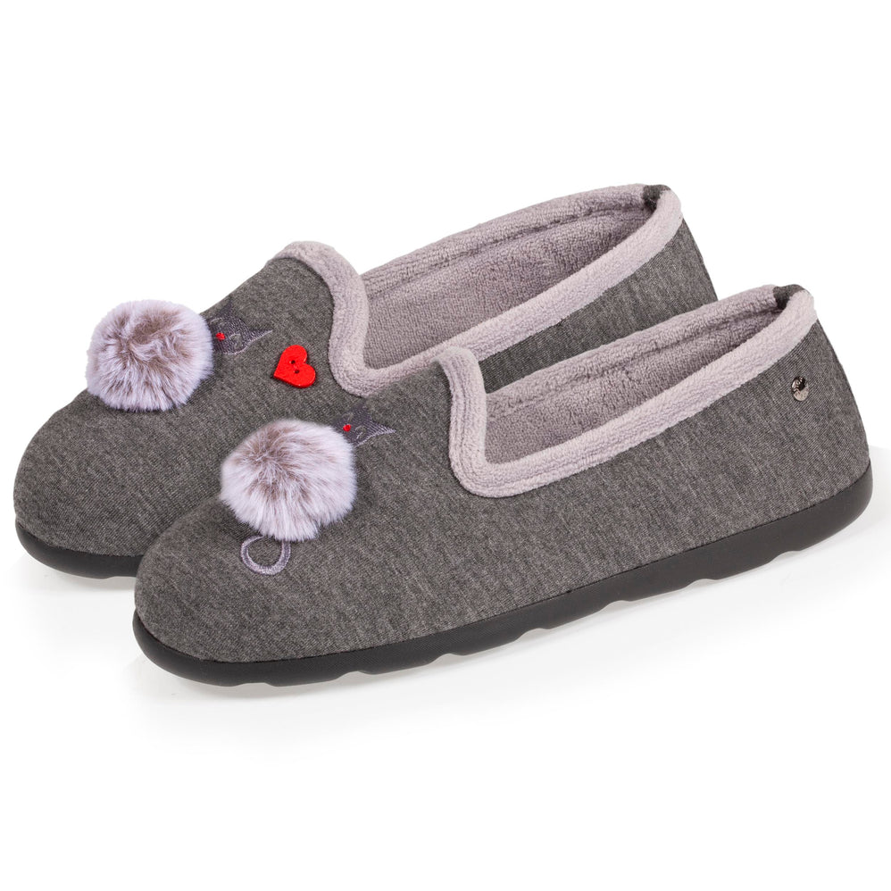 Chaussons charentaises Femme Chat Fantaisie - Isotoner