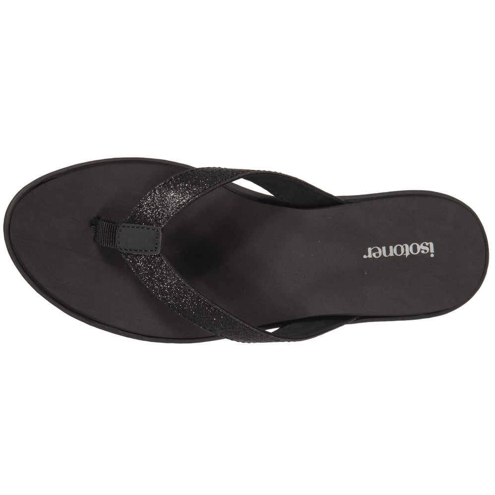 Tongs Femme confort tige paillettes Noir - Isotoner